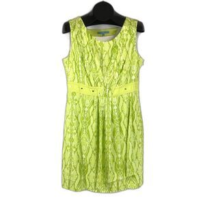 Antonio Melani Scoop Neck Sleeveless Sundress Women's Plus Size 14 Chartreuse